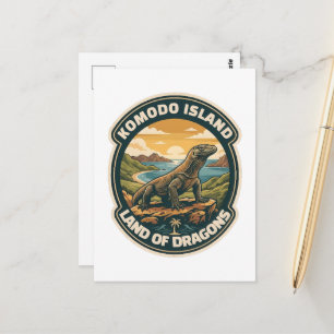 Vintage Komodo Island National Park Indonesia Retr Postcard