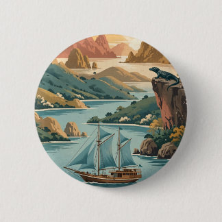 Vintage Komodo Island National Park Travel Button