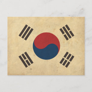 Vintage Korea Flag Postcard
