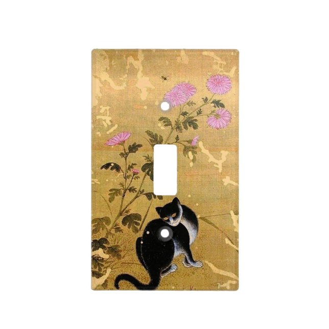 Vintage Korean cat art light switch cover (Front)