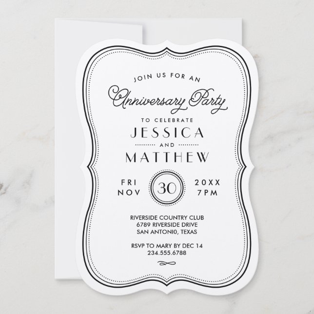 Vintage Kraft Art Deco Anniversary Party Invitation (Front)