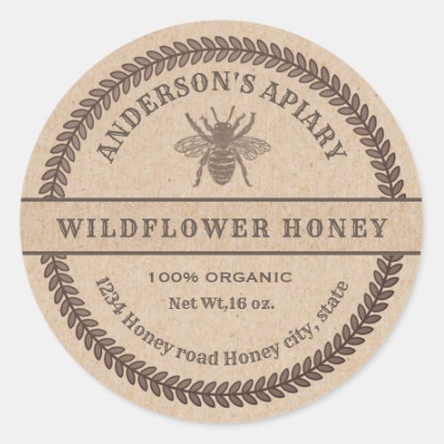 Vintage Kraft  bee apiary honey jar label