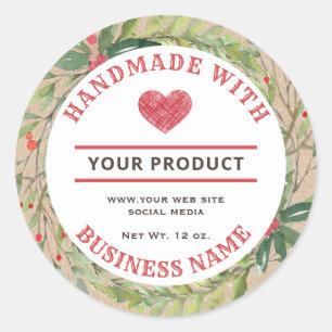 Vintage kraft holiday wreath product label