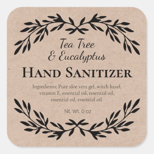Vintage Kraft Homemade Hand Sanitizer Square Sticker
