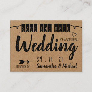 Vintage Kraft Paper Effect, Save the Date Enclosure Card