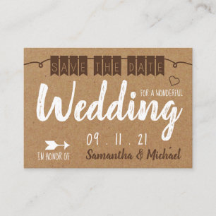 Vintage Kraft Paper Effect, Save the Date Enclosure Card