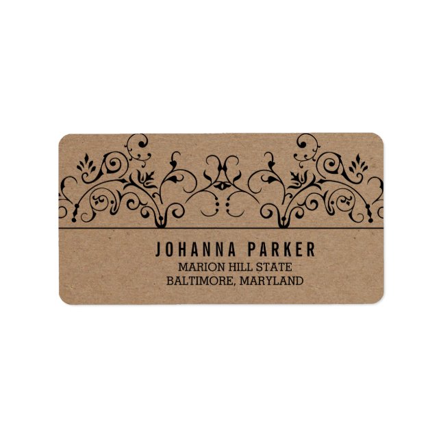 Vintage Kraft Paper Ornamental Rustic Wedding Label (Front)