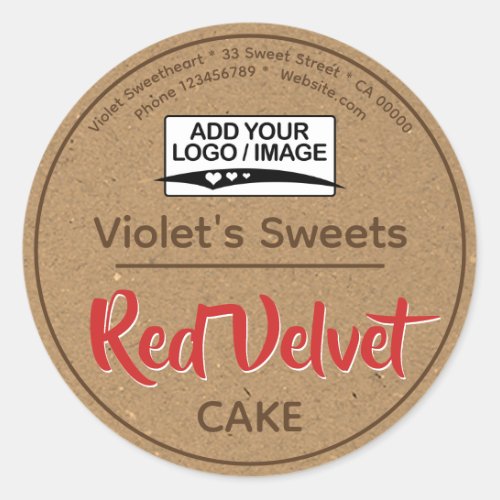 Vintage Kraft Paper Red Cupcake Cake Pastry Label