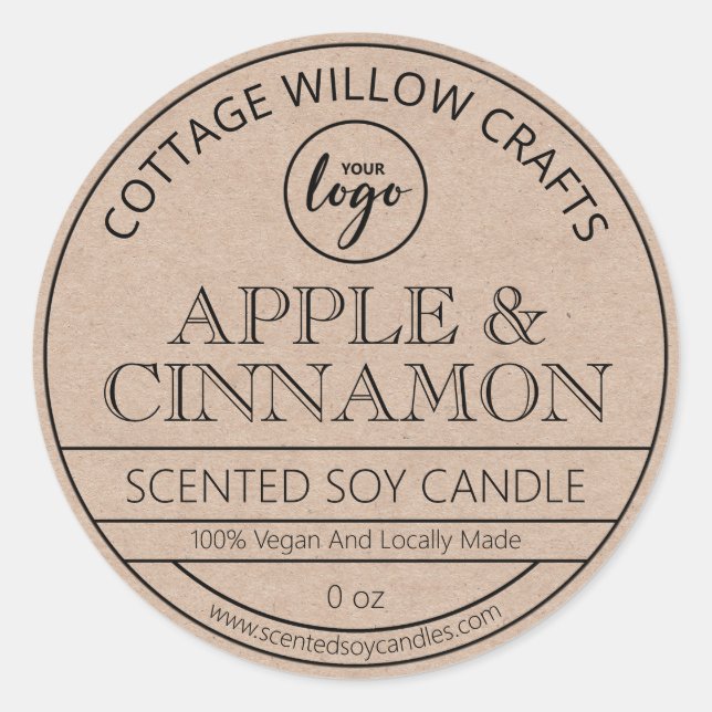 Vintage Kraft Paper Soy Candle Labels (Front)