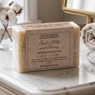 Vintage Kraft Paper Square Frame White Soap Label