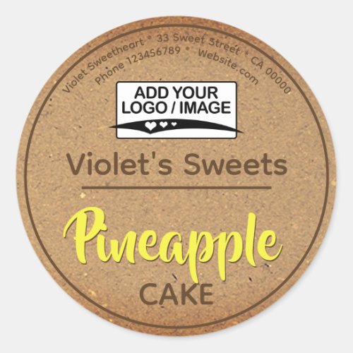 Vintage Kraft Paper Yellow Cupcake Pastry Label