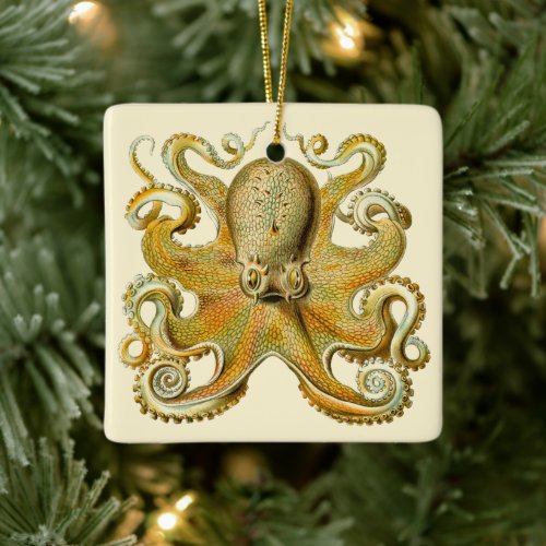 Vintage Kraken Giant Octopus by Ernst Haeckel Ceramic Ornament