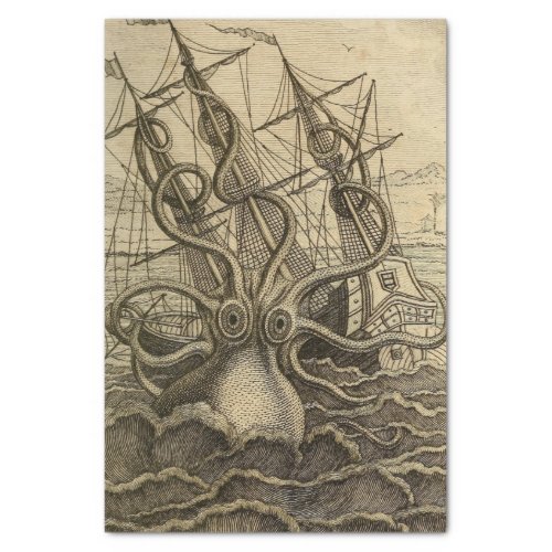 Vintage Kraken Giant Squid Sea Monster Ship Tissue Paper