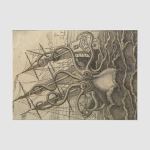 Vintage Kraken Giant Squid Sea Monster Ship Tissue Paper