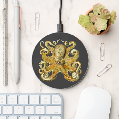Vintage Kraken Octopus Gamochonia Ernst Haeckel Wireless Charger