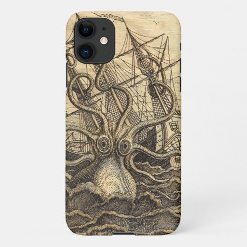 Vintage Kraken Print iPhone 11 Case