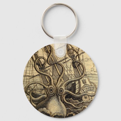 Vintage Kraken Print Keychain
