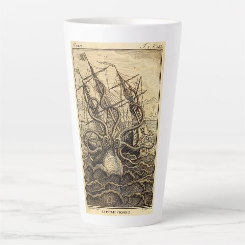 Vintage Kraken Print Latte Mug