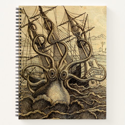 Vintage Kraken Print Notebook