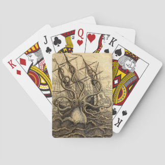 Vintage Kraken Print Poker Cards