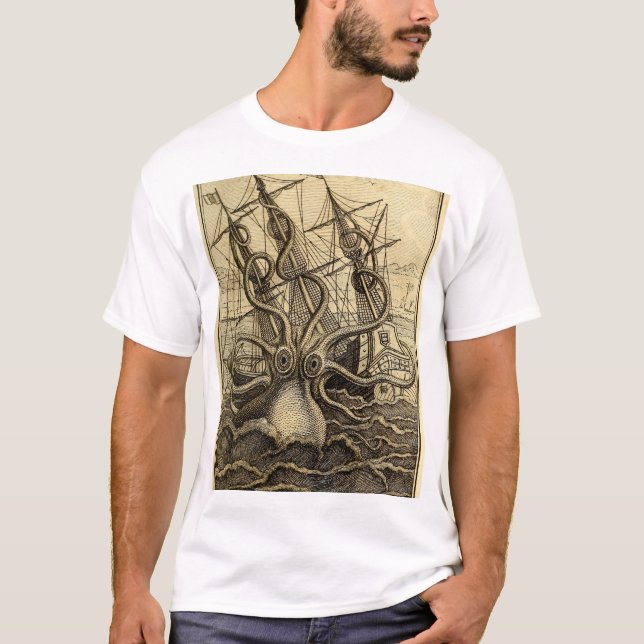 Vintage Kraken Print T-Shirt (Front)