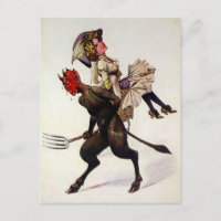 Vintage Krampus Carrying a Woman