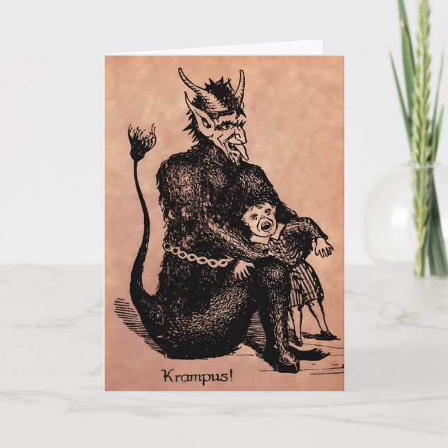 Vintage Krampus Christmas Card (Front)