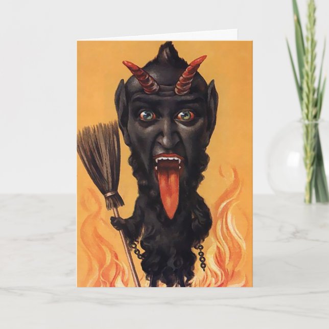 Vintage Krampus Devil Christmas Card (Front)