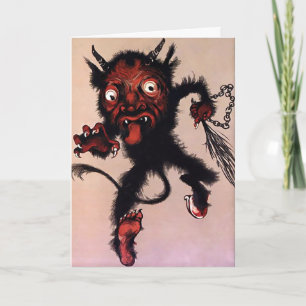 Vintage Krampus Devil Christmas Card