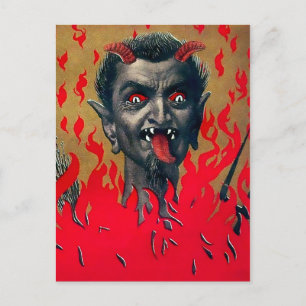 Vintage Krampus Devil Head Postcard