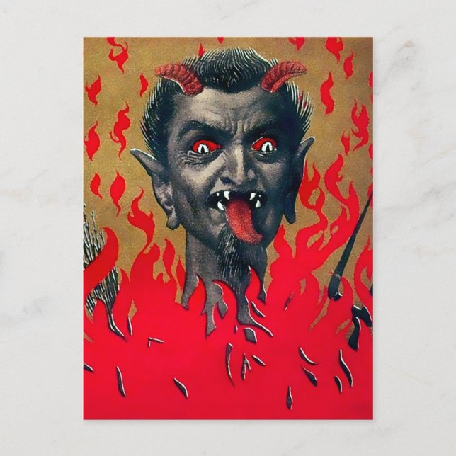 Vintage Krampus Devil Head Postcard (Front)