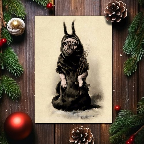 Vintage Krampus Dog Christmas Holiday Card