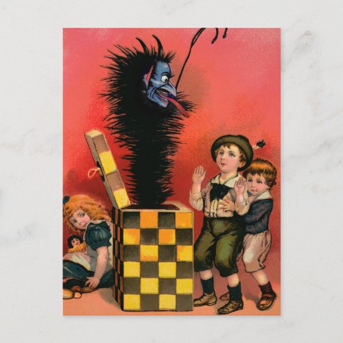 Vintage Krampus Jack in the Box Postcard