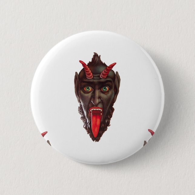 vintage krampus pinback button (Front)