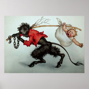 Vintage Krampus Stealing a Baby Poster