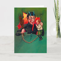 Vintage Krampus with Child Holiday Card