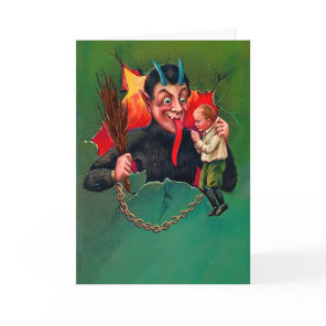 Vintage Krampus with Child Holiday Card