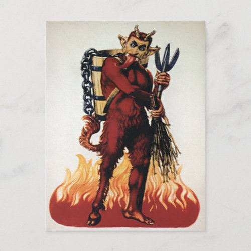 Vintage Krampus with Fire Postcard