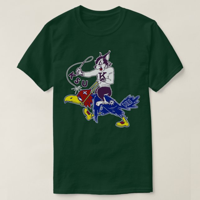 Vintage KState Wildcat vs KU Jayhawk T-Shirt (Design Front)