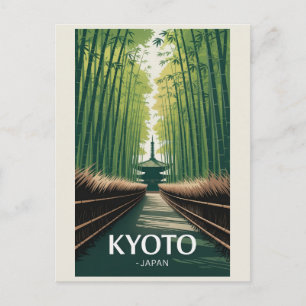 Vintage Kyoto Japan Bamboo Pagoda Travel Postcard