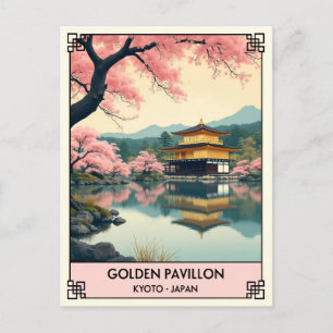 Vintage Kyoto Japan Golden Pavilion Travel Postcard