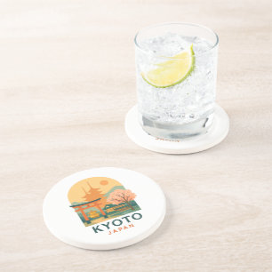 Vintage Kyoto Japan Minimalist Travel Coaster