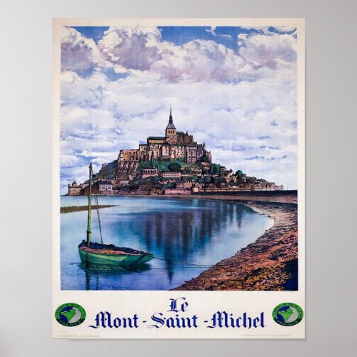 Vintage LPecheuy 1930 Mont Daint Michel Travel Poster