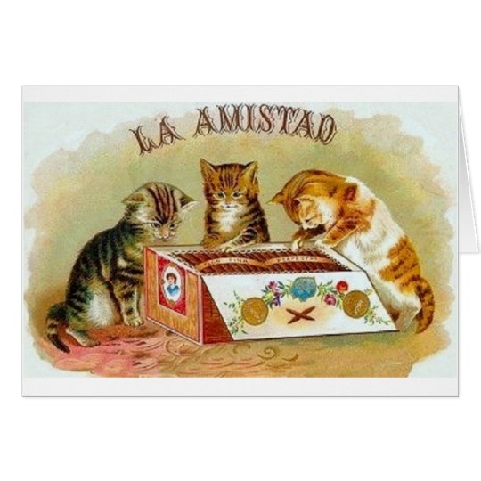 Vintage La Amistad Kitten Cigar Ad Note Card