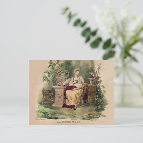 Vintage La Bonne Mere The Good Mother Restored Holiday Postcard