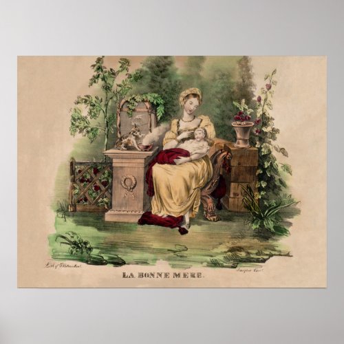Vintage La Bonne Mere The Good Mother Restored Poster
