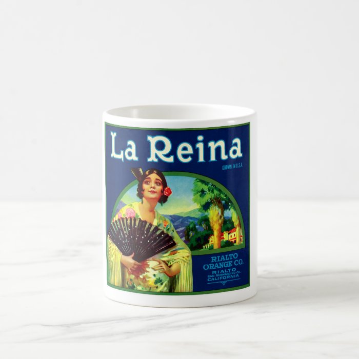 Vintage La Reina Orange Label Mugs