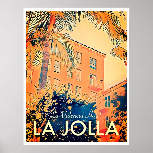 Vintage La Valencia Hotel Travel Poster (Front)