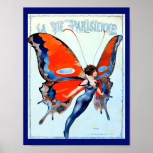 Vintage La Vie Parisienne Butterfly Lady Image Poster