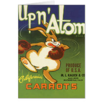 Vintage Label Art Boxing Rabbit, Up n Atom Carrots